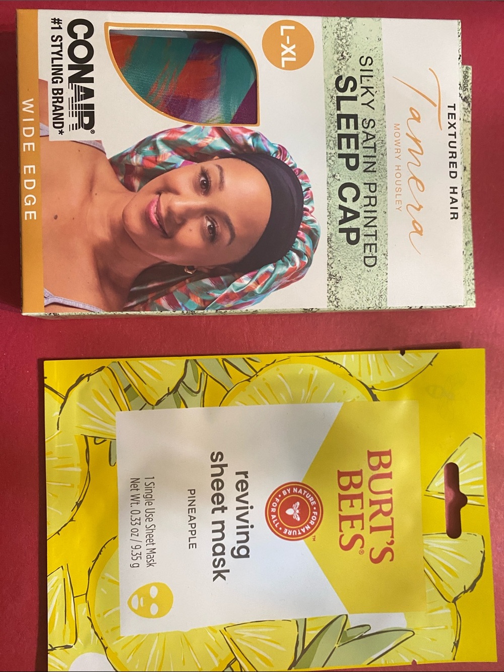 Silky Satin Printed Sleep Cap XLMulticolor & Burt’s Bees Reviving Sheet Mask NEW